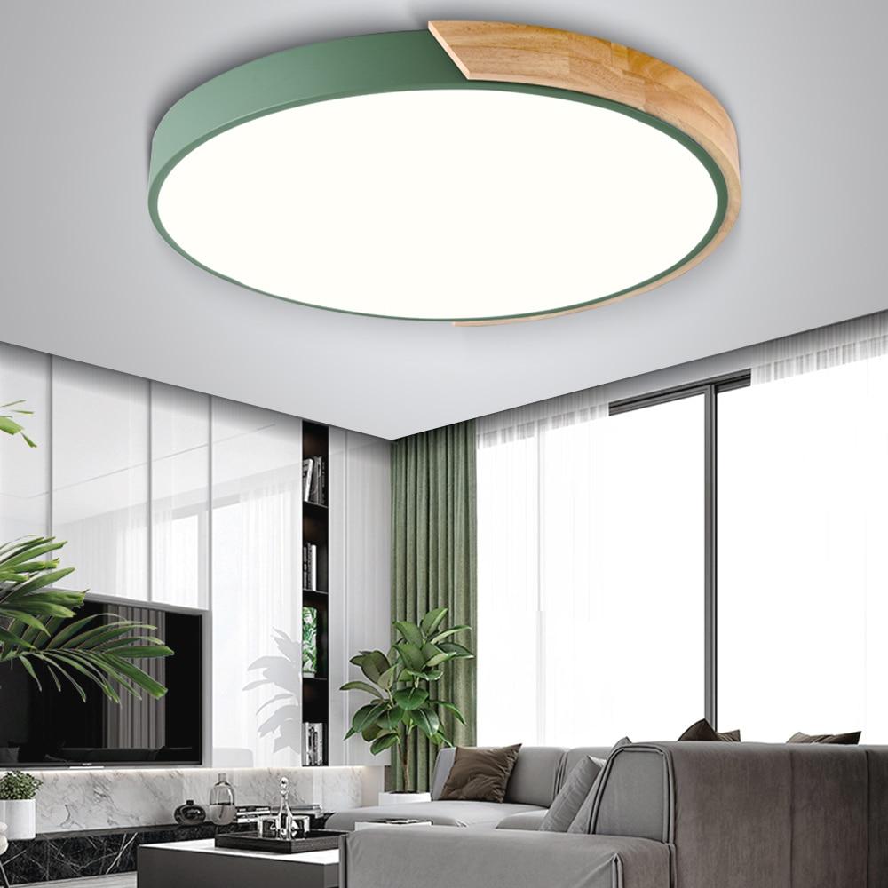 Nordic Wood led Ceiling Lights Modern Colorful Bedroom Ceiling Lamps Round thin plafondlamp Lighting lamparas de techo 30cm 40cm