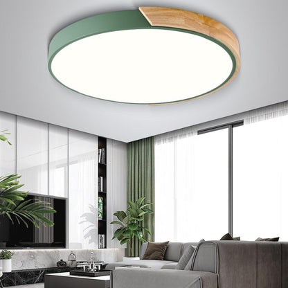 Nordic Wood led Ceiling Lights Modern Colorful Bedroom Ceiling Lamps Round thin plafondlamp Lighting lamparas de techo 30cm 40cm