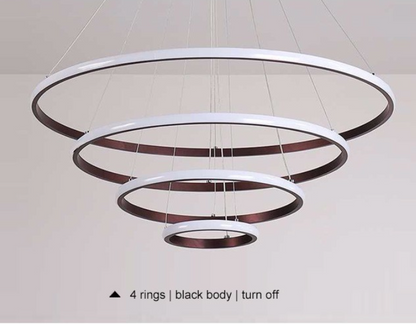 Modern LED Pendant Lights For Dining Room Black Rings Circle Living Bedroom Hanging Lamp Fixtures With Remote Control Luminaire
