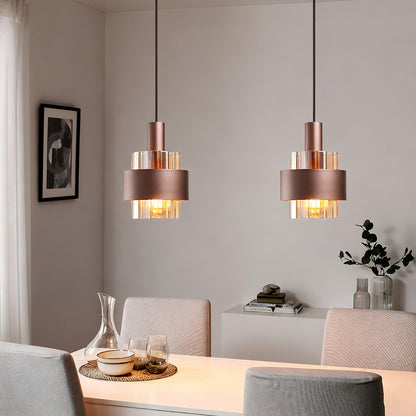 Modern Pendant Lights E27 LED Amber Glass Bronze Colored Chandeliers Dining Bedroom Hanging Lamps Pendant