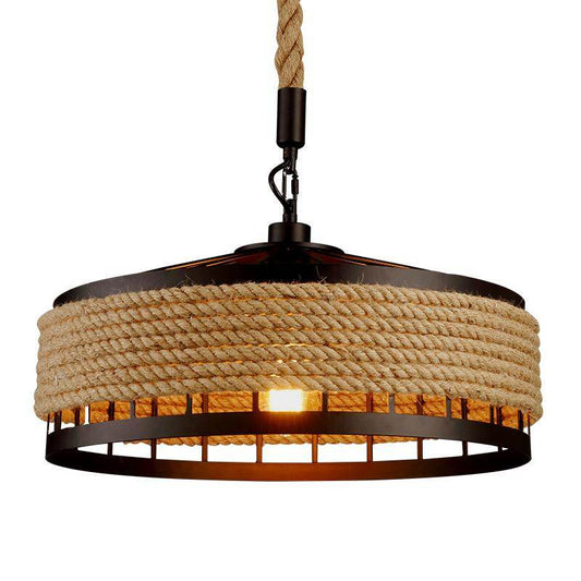 Loft pendant lamp vintage rope hemp chandelier retaurant living room bedroom bar pub club cafe light corridor office study lamp