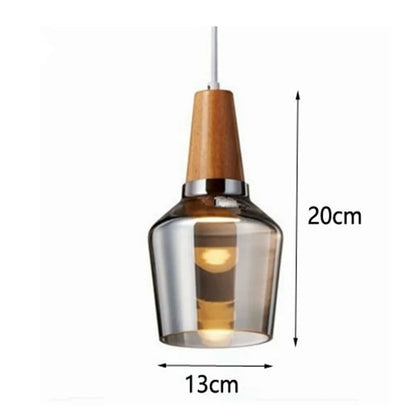 Nordic Wood Pendant Lights Glass Loft Industrial Decor Hanging Lamp Suspension Luminaire For Living Dining Room Fixtures E27