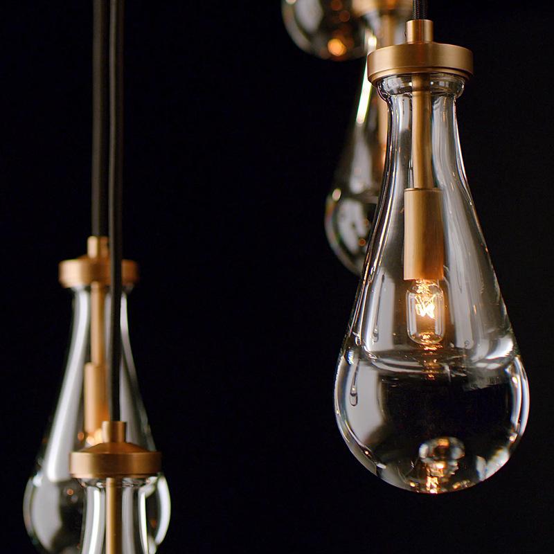 Light Luxury Full Copper Glass Creative Water Drop Chandeliers