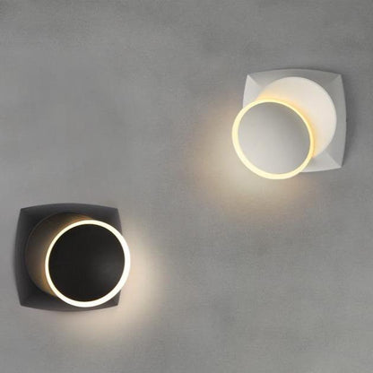 360 Degree Rotary Square Round Bedside Lunar Eclipse Wall Lamp Black and White Living Room Background Wall Stair Decorative Lamps