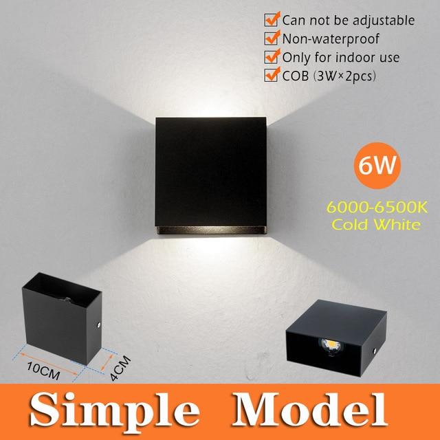 Adjustable 6W LED Wall Lamp IP65 Waterproof Indoor & Outdoor Aluminum Wall Light Surface Mounted Cube LED Garden Porch Light