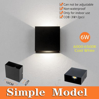 Adjustable 6W LED Wall Lamp IP65 Waterproof Indoor & Outdoor Aluminum Wall Light Surface Mounted Cube LED Garden Porch Light