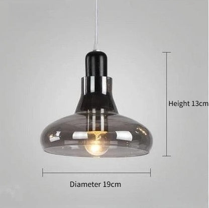 LED Chandelier Modern Minimalist Smoke Gray Glass Restaurant Bar Bedroom Bedside Single Head Pendant Lamp Indoor Lighting