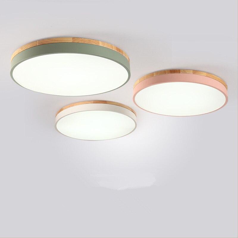 LED Ceiling Lights Round Wooden Base Modern Lamp Ironware and Acrylic Kitchen Bed Room Foyer Study LED Light Fixture
