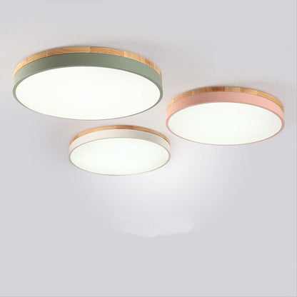LED Ceiling Lights Round Wooden Base Modern Lamp Ironware and Acrylic Kitchen Bed Room Foyer Study LED Light Fixture
