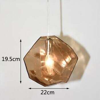 Modern Colored Glass Pendant Light E14 LED Lustrous Single Head Hanging Lamp For Kitchen Living Room Bedroom Bathroom Restaurant