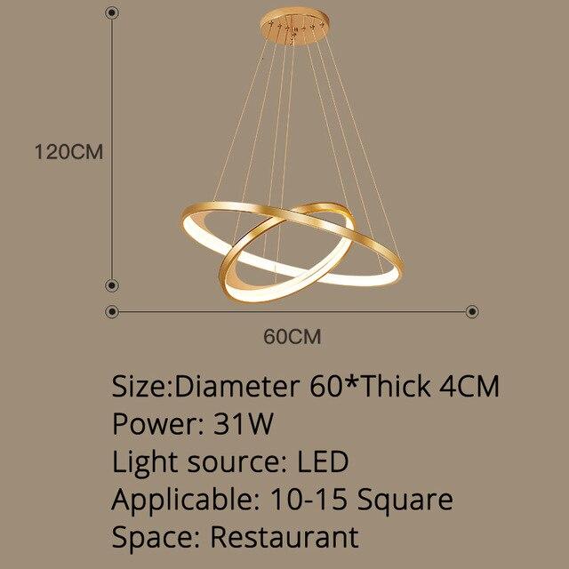 Golden Living Room Chandelier Post Modern Minimalist Atmosphere Light Luxury Nordic Art Ring Network Creative Restaurant Lamps