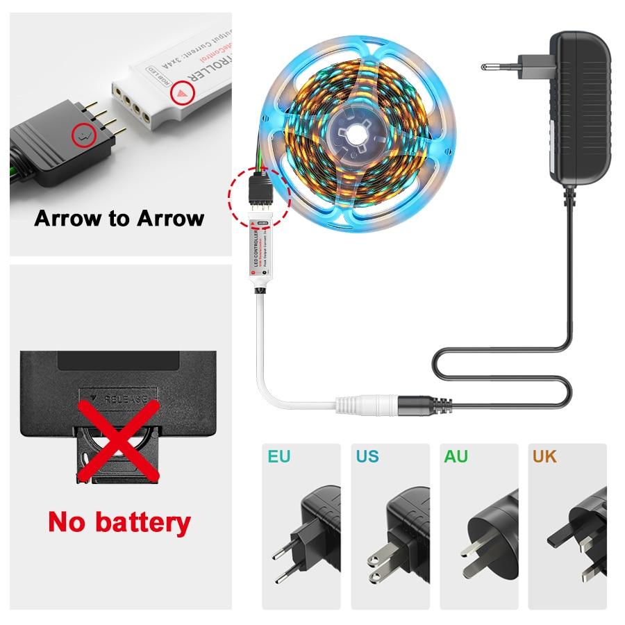 RGBWW RGB LED Strip Light 5050 10M 5M LED Lights SMD 2835 Rgb Leds Tape Diode Ribbon Flexible Room Decoration DC12V Adapter set