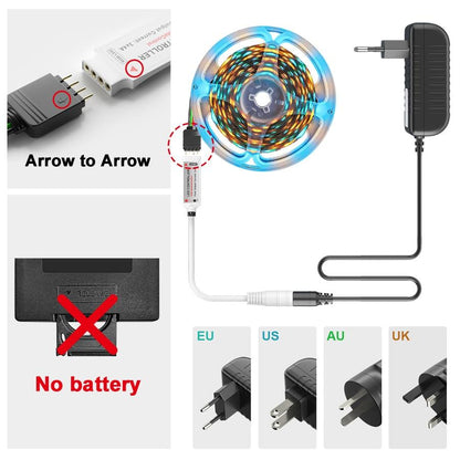 RGBWW RGB LED Strip Light 5050 10M 5M LED Lights SMD 2835 Rgb Leds Tape Diode Ribbon Flexible Room Decoration DC12V Adapter set