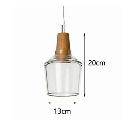 Nordic Wood Pendant Lights Glass Loft Industrial Decor Hanging Lamp Suspension Luminaire For Living Dining Room Fixtures E27