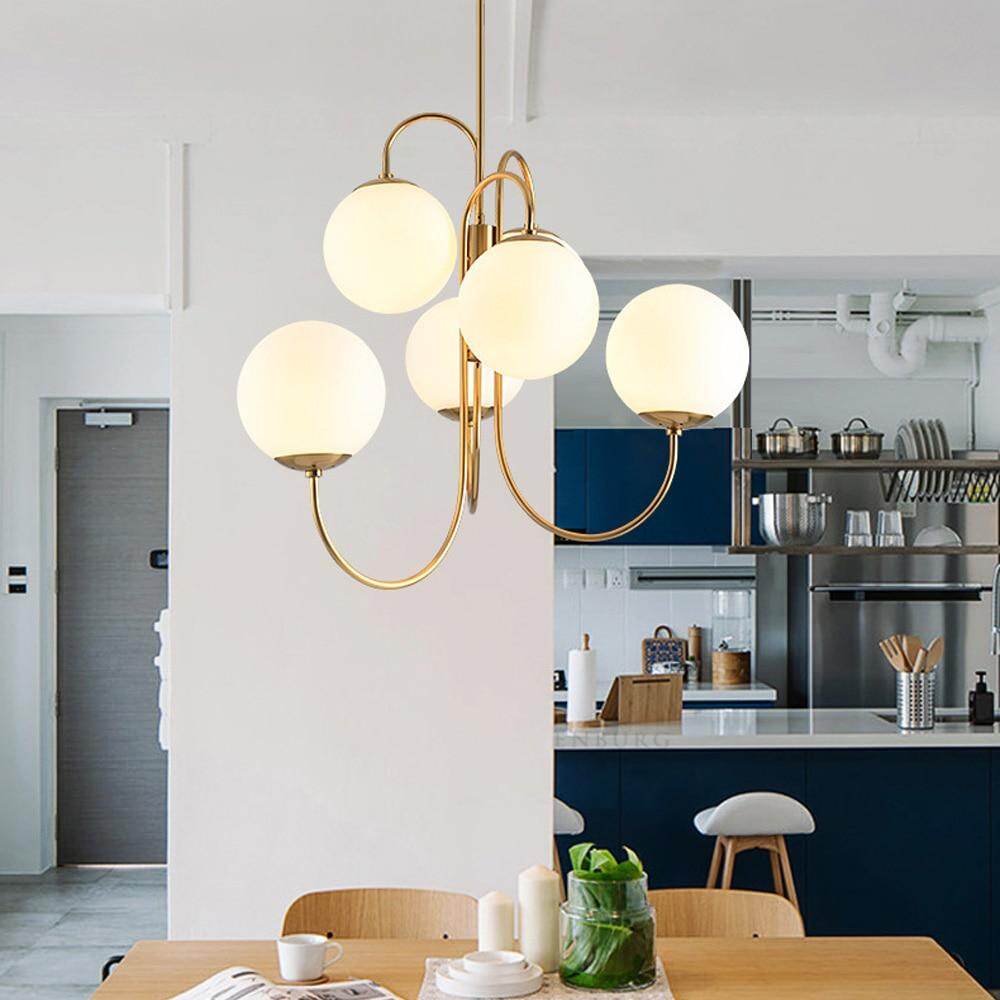 White Glass Pendant Light Loft Hanging Pendant Lamp Fixtures E27/E26 LED Hang Lights For Kitchen Restaurant Bar Lighting
