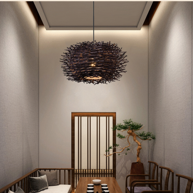 Bamboo Rattan Chandelier Restaurant Homestay Creative Bar Lamp