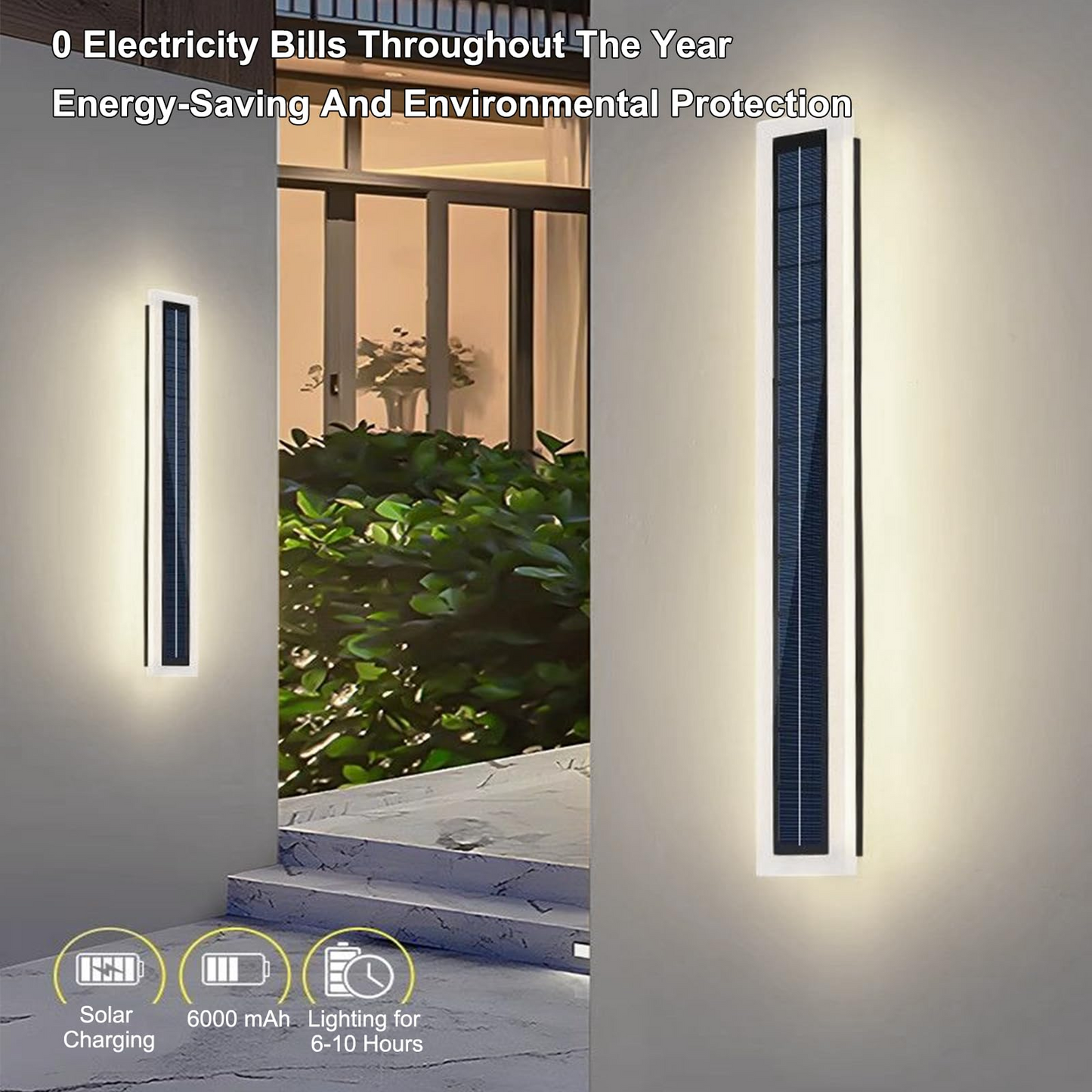 Solar Wall Lights Outdoor IP65 Waterproof LED 60CM Long Acrylic Lampshade 10W Wall Mount Light