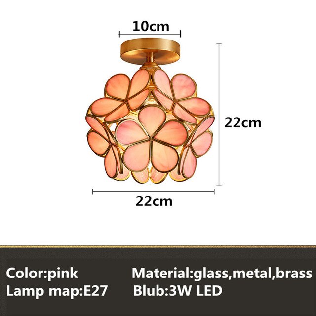 Europe Colorful Flower Glass Ceiling Lamp E26/27 LED Indoor Lamp Modern Restaurant Dining Room Bar Cafe Shop Lighting Fixture