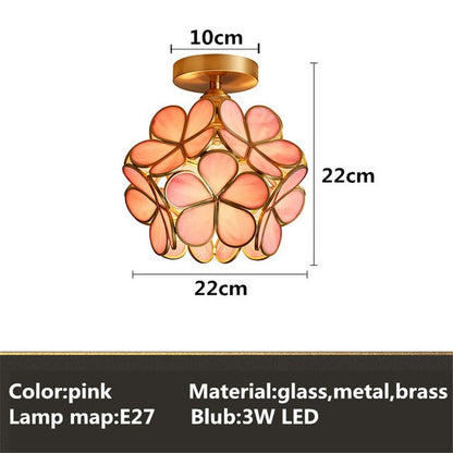 Europe Colorful Flower Glass Ceiling Lamp E26/27 LED Indoor Lamp Modern Restaurant Dining Room Bar Cafe Shop Lighting Fixture