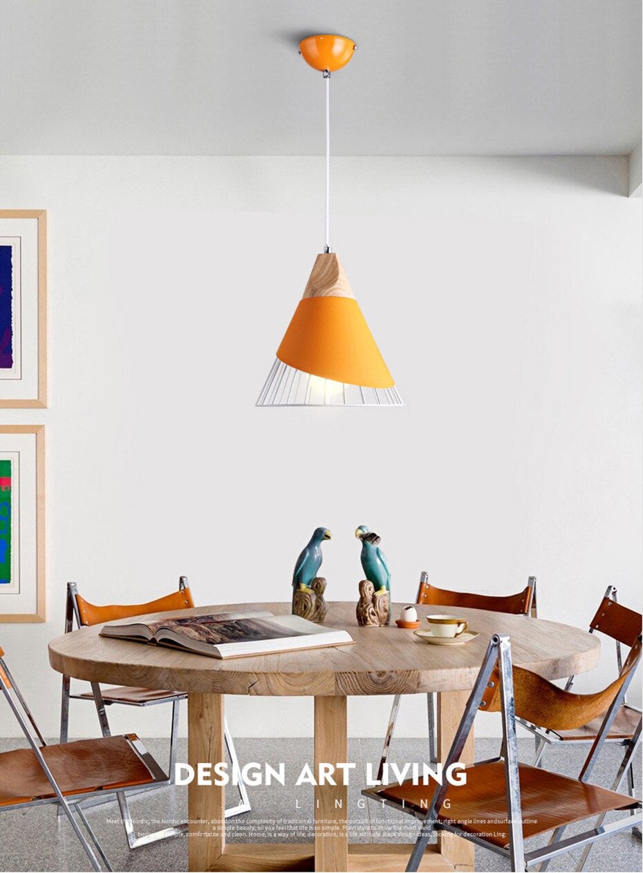 Modern Wood Pendant Lights led hang lamp Colorful Aluminum Pendant Lamps for Living room/Bedroom/Restaurant lights