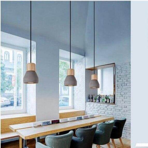 Pendant Lights Modern Fashion Ceiling Pendant Lamp Home Lighting Fixture, Wood Cement Hanglamp For Kitchen Dining Room