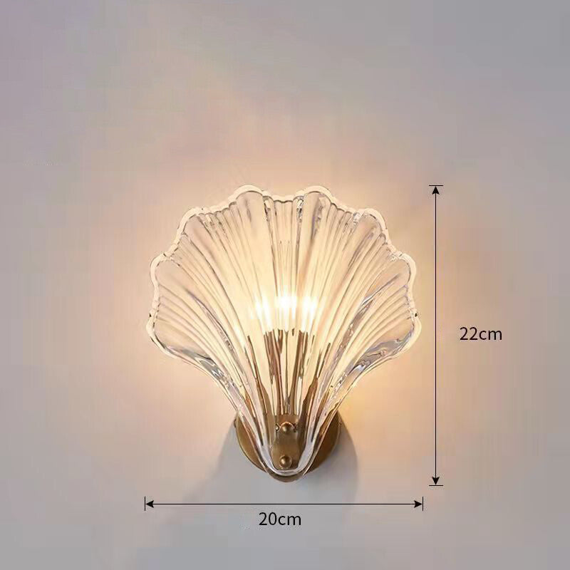 Simple Glass Shell Wall Lamp Bedroom Living Room Corridor Wall Light E14 Bedside Lamps Indoor Decoration Fixtures