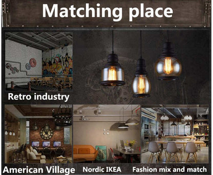 Vintage Loft Pendant Light Industrial Style Amber Glass Lamp Bar/Restaurant Retro Room Bar Bed Room 3 Style Pendant Light