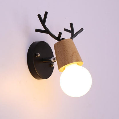 Moose Wall Light Creative Coffee Restaurant Cake Shop Cosy Flower Shop Bedroom Bedside Deer Wall Lights