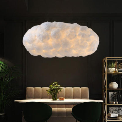 Floating white clouds chandelier silk cloud lights hotel lobby art bedroom decoration designer creative engineering lamps