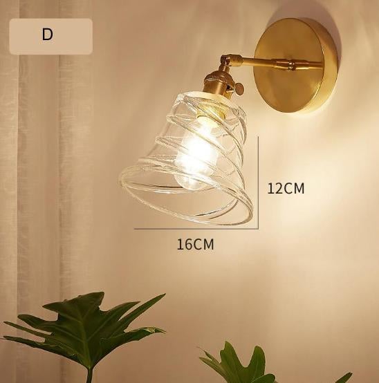 Nordic Retro Livingroom Bedroom Bedside Full Copper Wall Lamp
