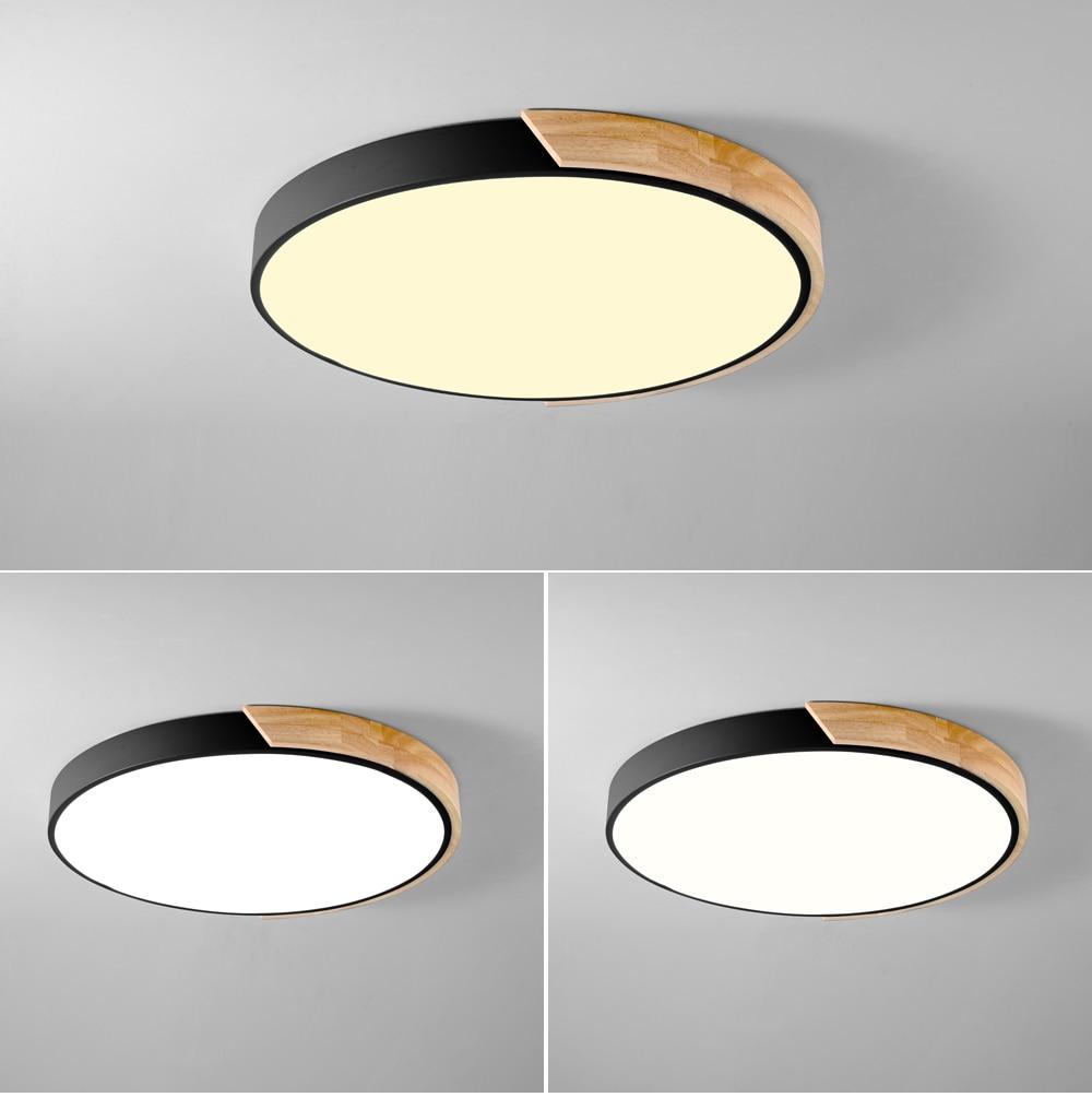 Nordic Wood led Ceiling Lights Modern Colorful Bedroom Ceiling Lamps Round thin plafondlamp Lighting lamparas de techo 30cm 40cm