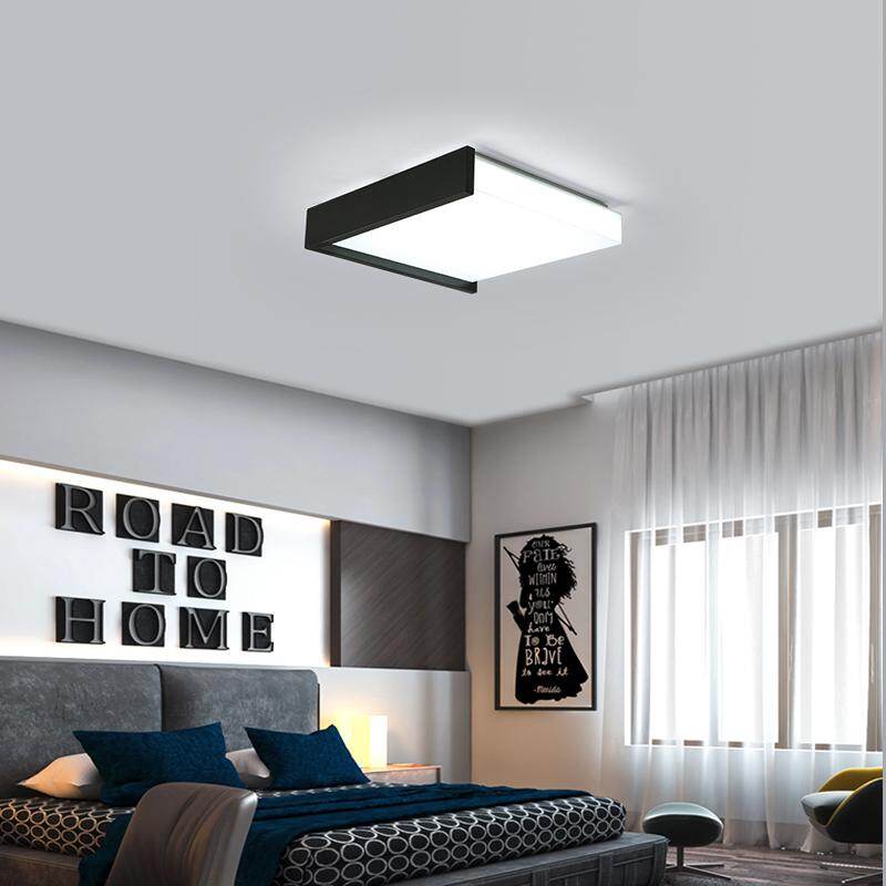 Black / White Square Minimalism Simple LED Ceiling Lights For Living Room Bedroom