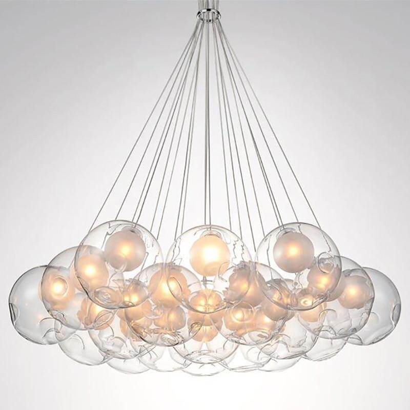 Nordic Modern LED Double-Deck Glass Ball Pendant Lights G4 Bulb Hall Lights