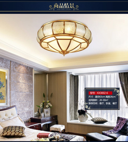 Led E27 European Copper Glass Iron LED Lamp.LED Light.Ceiling Lights.LED Ceiling Light.Ceiling Lamp For Dinning Room Bedroom