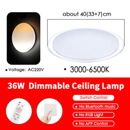 LED Music Ceiling Light RGB Bluetooth Speaker Lamp Home Party Bedroom 36W 40W  Remote Dimmable APP Smart Colorful Lighting