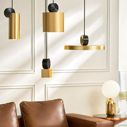 Gold pendant Lights Hanging Lamp brass pleated Lighting Restaurant Bar Hall Light Creative Japanese Brass Bedside Simple
