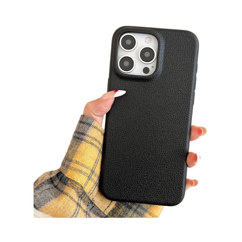 Premium Minimalist iPhone 17 Case Solid-Color Leather-Textured iPhone 16 Case Soft Case for iPhone 13/12/11