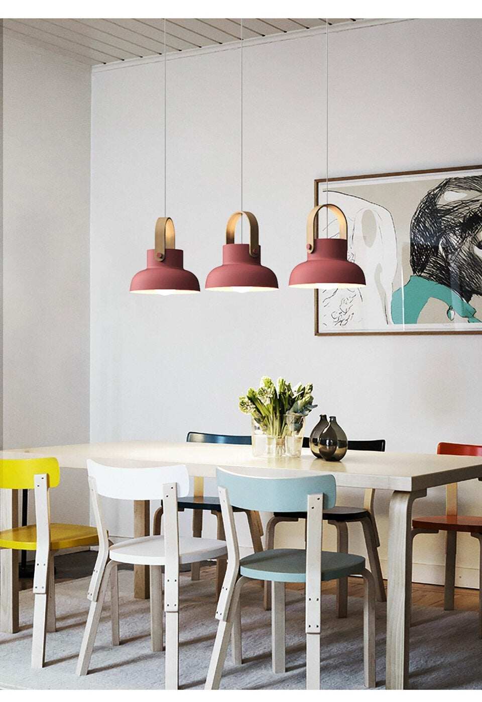 Nordic Loft LED Iron Pendant Lights Restaurant Room Bedroom Simple Hanging Lamp Home Indoor Kitchen art de pendant lamp Lighting