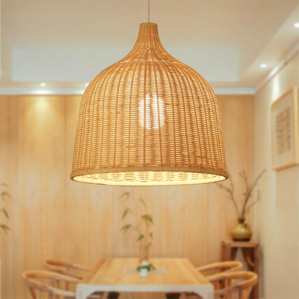 Hand Woven Rattan Pendant Light Japan Style Hanging Lamp E27 For Restaurant Bedroom Rustic Art Industrial Lamps Creative LED