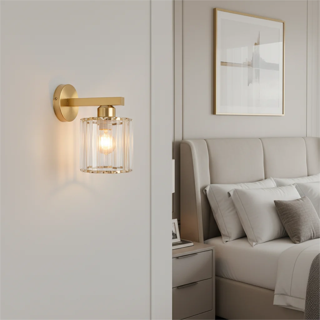 Modern Crystal LED Wall Lamp Bedroom Study Bedside Hotel Bedside Wall Lights Living Room Decoration Wall Lamps