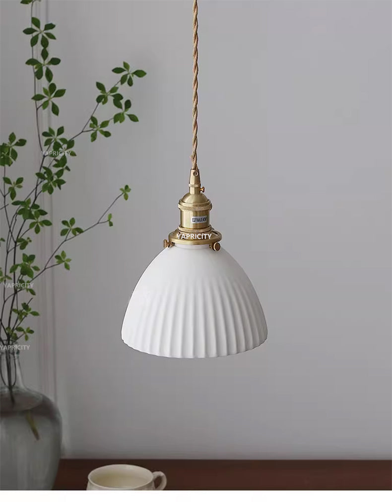 Scandinavian Ceramic Hanging Lamp with Switch E27 Socket North Minimalist Brass Led Pendant Lights