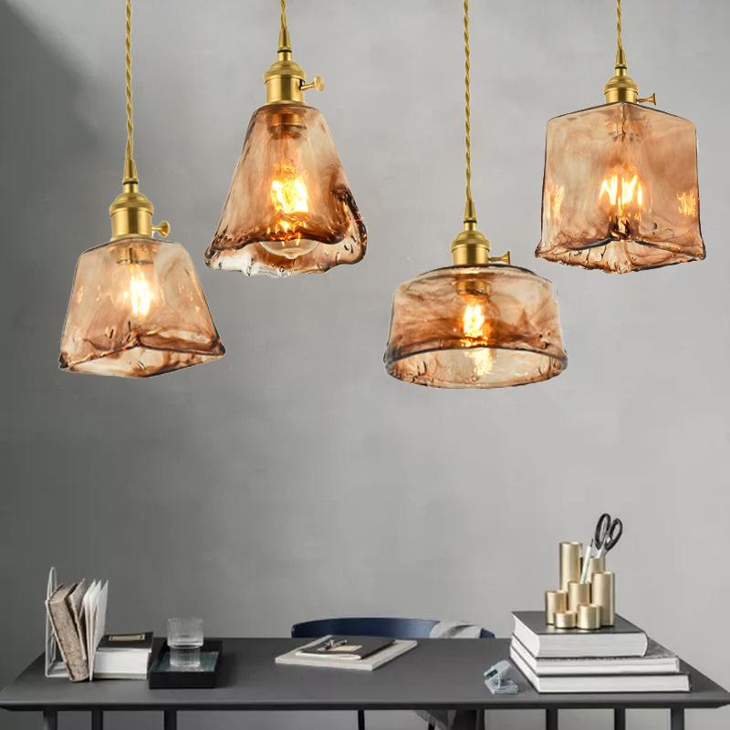 Vintage Brass Chandelier Glass Lamp Art Creative Personality Chandelier