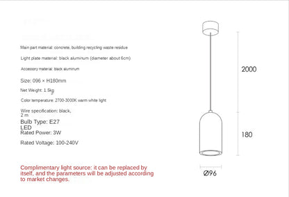 Modern LED Pendant Lights Simple Indoor Light Fixtures Lighting Dining Room Nordic Cement  Hanging Lamps