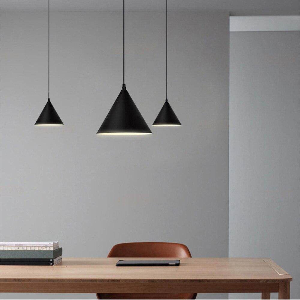Modern Pendant Lamp Light Black Metal Long Wire Simple Shape Kitchen Bar Hanging Lamp Bedside Suspension Lighting Creative Lamp
