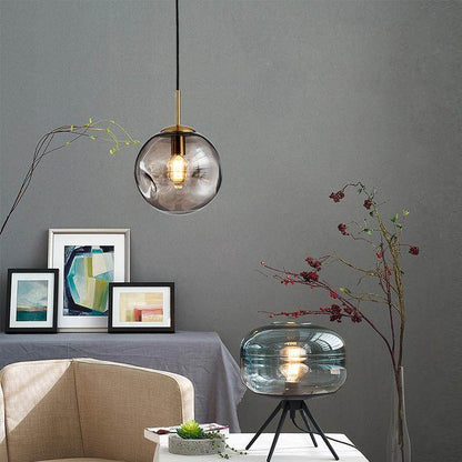Modern Loft Glass Ball Pendant Light LED E27 Nordic Hanging Lamp With 2 Colors For Living Room Restaurant Bedroom Lobby Kitchen