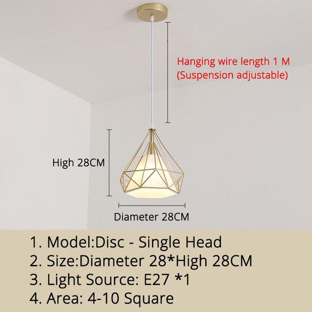 Gold Color Pendant Lights Triangle Shape Nordic Style 1head/3heads  Hanging Lamp Simple Metal Lights Fixtures Deco Abajur