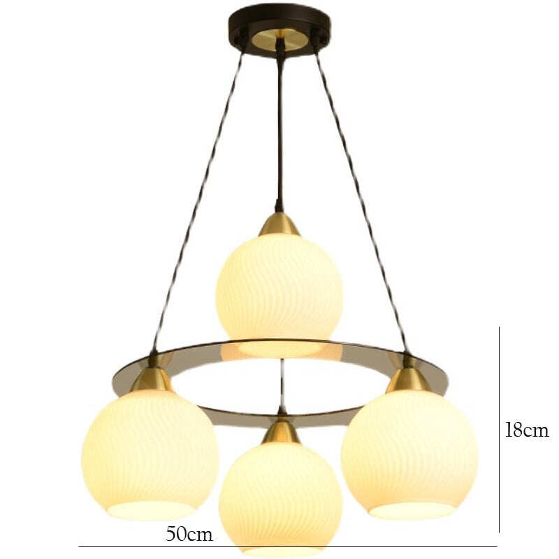 Restaurant Simple and Creative Chandelier LED Lamp Four Head Round Dining Room Living Room Lamp Bar Lamp