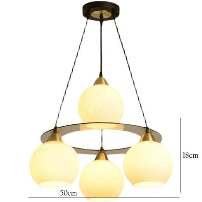 Restaurant Simple and Creative Chandelier LED Lamp Four Head Round Dining Room Living Room Lamp Bar Lamp