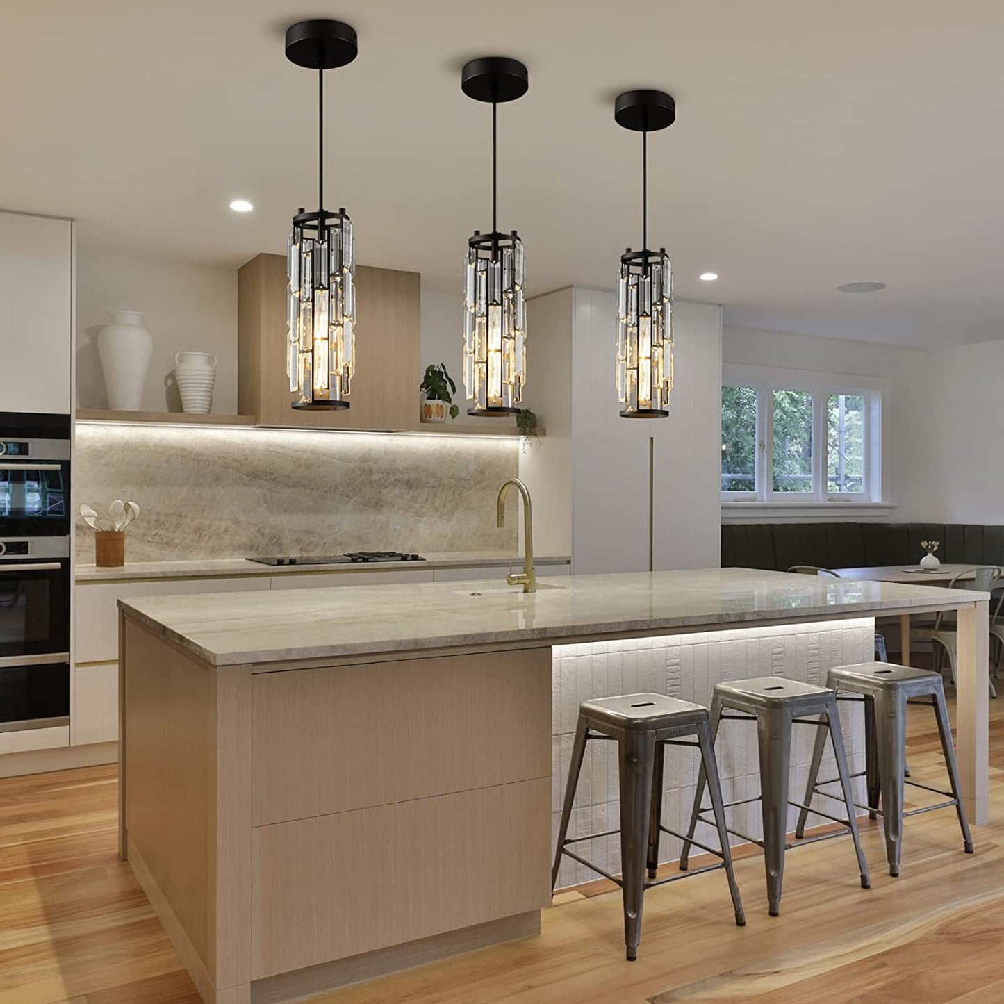 Modern Crystal Pendant Light Appliance Crystal Hanging Lamp for Dining Bar Bedside Crystal Suspension Fixtures