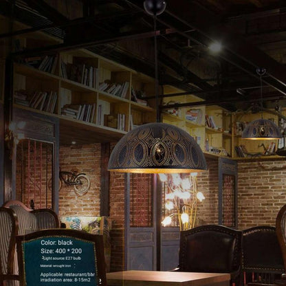 Retro industrial wind chandelier restaurant entrance bar American handmade hollow iron chandelier designer personality lamps